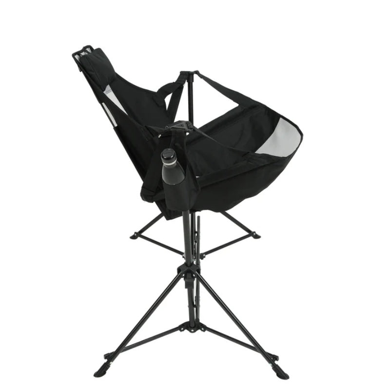 Hammock Camping Chair, Folding Portable Rocking Chair, Aluminum Alloy Adjustable Back Swinging Chair with Pillow Cup Holder, Recliner with Carry Bag for Outdoor Travel Lawn Backyard, Black-海智集-Default-