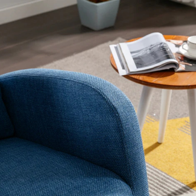 Rocking Chair, Modern Glider Chair, Recliner Armchair with Wood Legs and Side Pocket, Nursery Rocking Accent Chair with High Back for Living Room Bedroom (Blue linen)-海智集-Default-