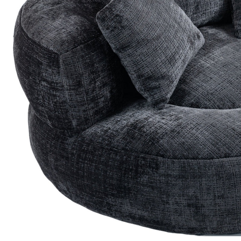 Lazy Sofa Durable Comfort Lounger High Back Bean Bag Chair Couch with Three Pillows, Black Chenille, 42.52 x 42.52 x 20.47 inches-海智集-Default-