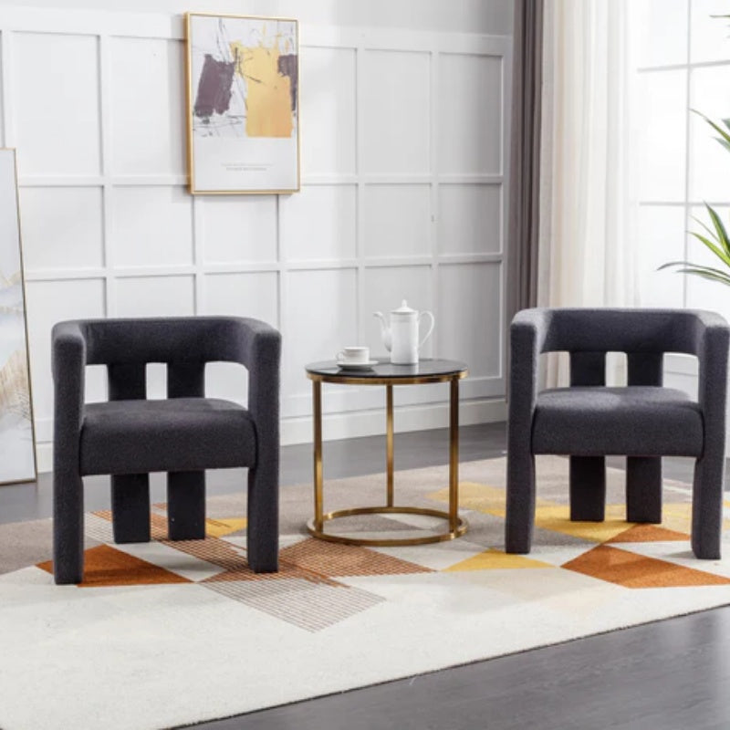 COOLMORE Contemporary Designed Fabric Upholstered Accent/Dining Chair /Barrel Side Chairs Kitchen Armchair for Living Room 2PC/SET-海智集-Default-