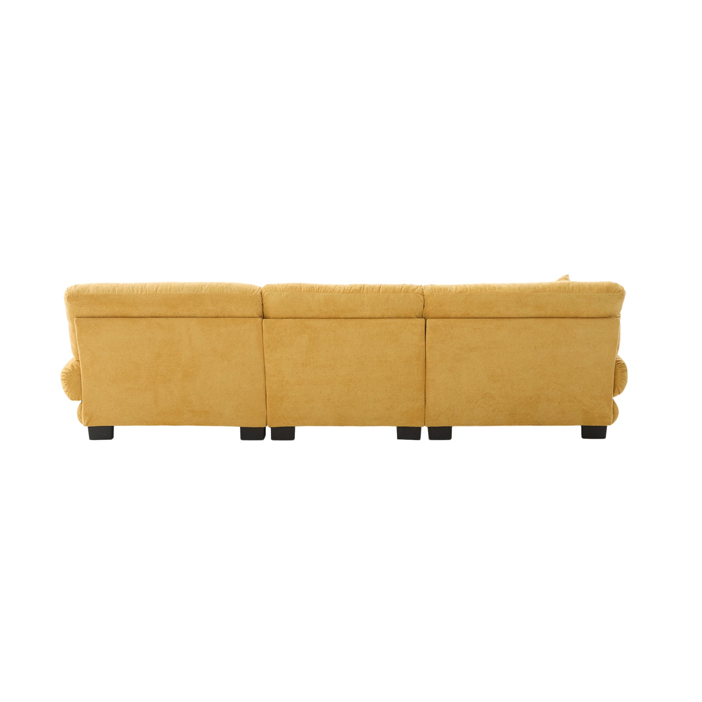 UNITED WE WIN Pelletized velvet U Shape Cloud Couch with 2 Ottomans,Free Combined 3 Seater Comfy Sofa with Bolster Armrest Pillows, sofa for Living Room-海智集-Default-