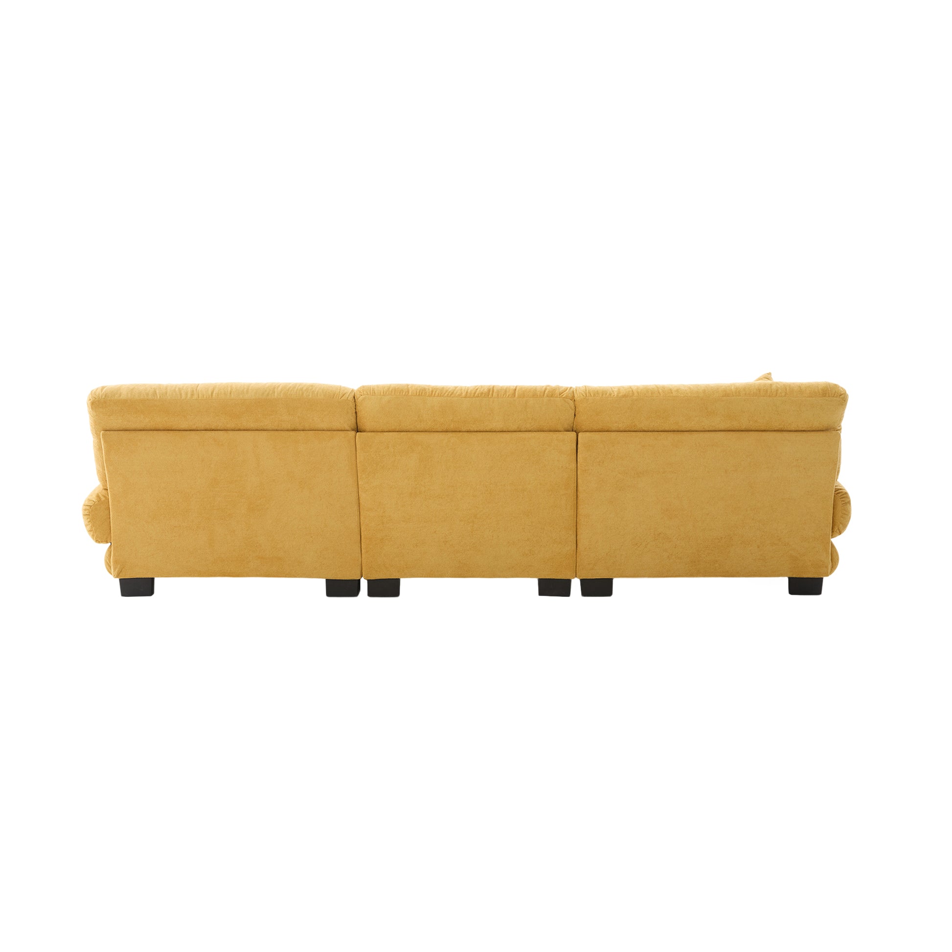 UNITED WE WIN Pelletized velvet U Shape Cloud Couch with 2 Ottomans,Free Combined 3 Seater Comfy Sofa with Bolster Armrest Pillows, sofa for Living Room-海智集-Default-