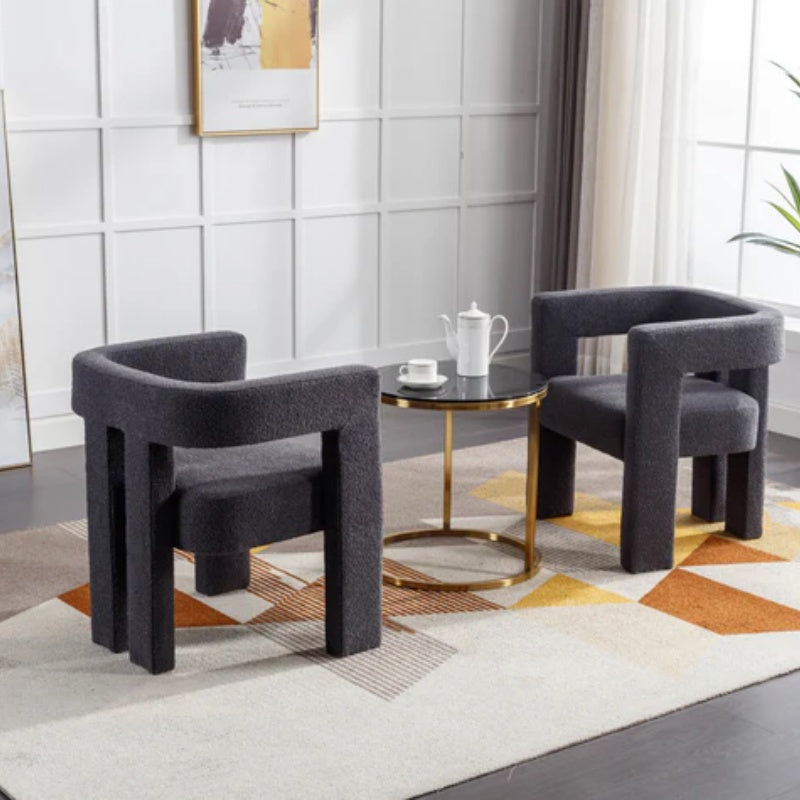 COOLMORE Contemporary Designed Fabric Upholstered Accent/Dining Chair /Barrel Side Chairs Kitchen Armchair for Living Room 2PC/SET-海智集-Default-