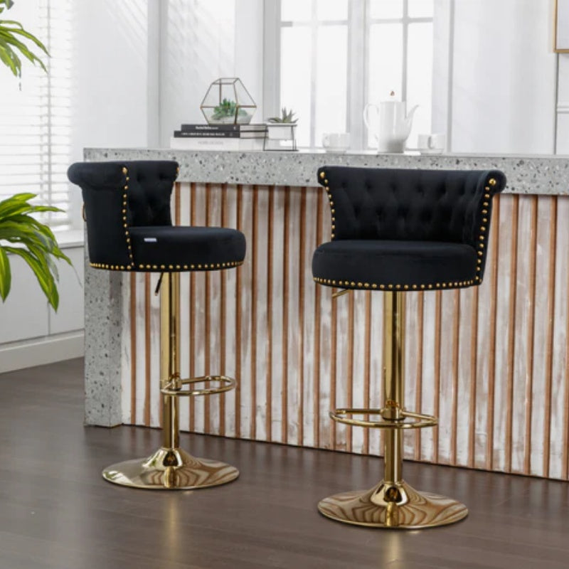 COOLMORE Swivel Bar Stools Set of 2 Adjustable Counter Height Chairs with Footrest for Kitchen, Dining Room 2PC/SET-海智集-Default-