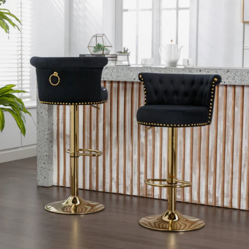 COOLMORE Swivel Bar Stools Set of 2 Adjustable Counter Height Chairs with Footrest for Kitchen, Dining Room 2PC/SET-海智集-Default-