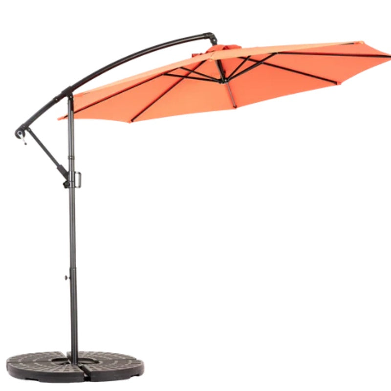 Best Choice Products 10ft Offset Hanging Market Patio Umbrella w/Easy Tilt Adjustment, Polyester Shade, 8 Ribs for Backyard, Poolside - (orange )(No Base)-海智集-Default-