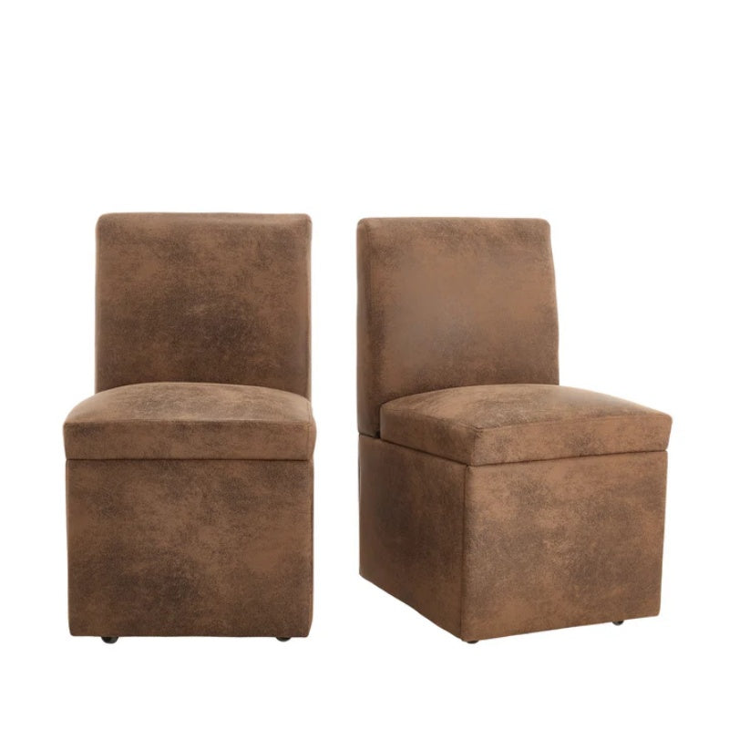COOLMORE 360 Degree Swivel Upholstered Dining Chairs Set of 2 Swivel Dining Room Chairs Kitchen Chairs Casters & Storage Comfy Modern Rolling Chair for Living Room Fabric Armless Chair-海智集-Default-