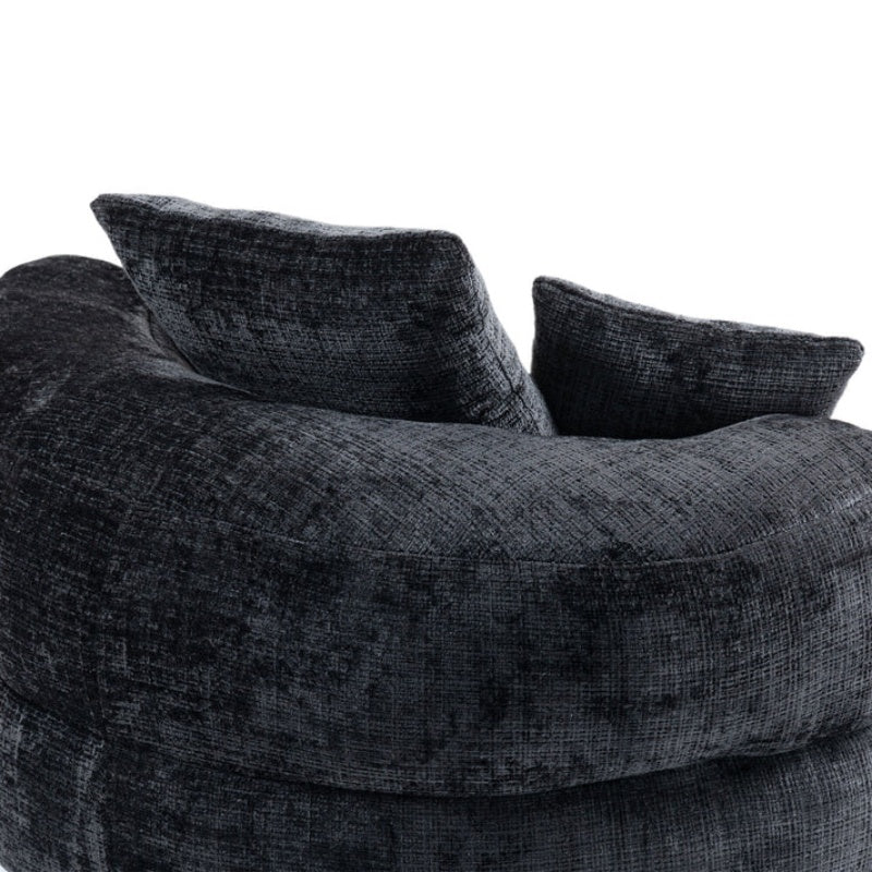 Lazy Sofa Durable Comfort Lounger High Back Bean Bag Chair Couch with Three Pillows, Black Chenille, 42.52 x 42.52 x 20.47 inches-海智集-Default-