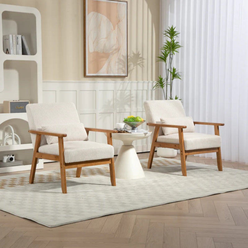 Leisure Chair with Solid Wood Armrest and Feet, Leisure chair, wood frame, velvet, solid rubber wood legs, Mid-Century Modern Accent chair, for Living Room Bedroom Studio chair,Two packs-海智集-Default-