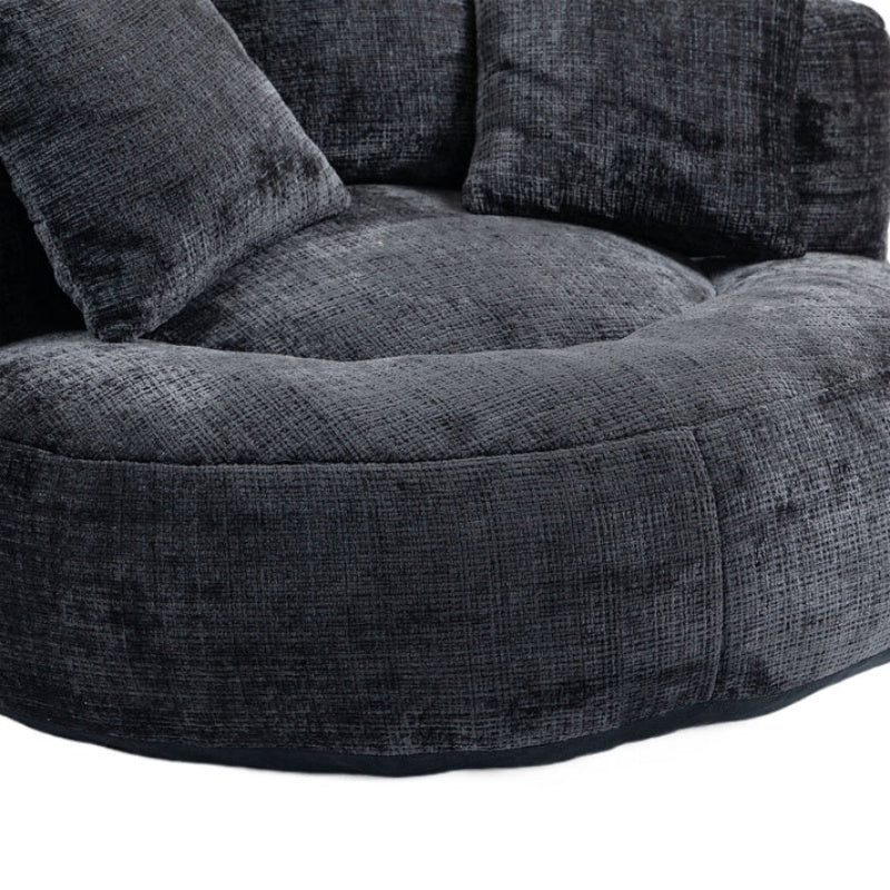 Lazy Sofa Durable Comfort Lounger High Back Bean Bag Chair Couch with Three Pillows, Black Chenille, 42.52 x 42.52 x 20.47 inches-海智集-Default-