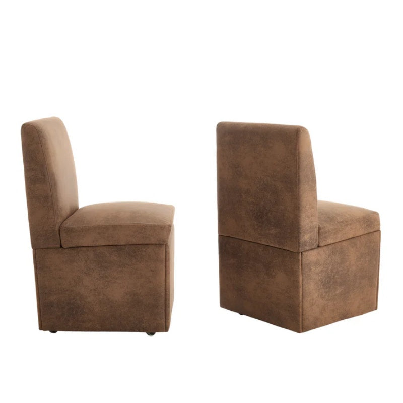 COOLMORE 360 Degree Swivel Upholstered Dining Chairs Set of 2 Swivel Dining Room Chairs Kitchen Chairs Casters & Storage Comfy Modern Rolling Chair for Living Room Fabric Armless Chair-海智集-Default-