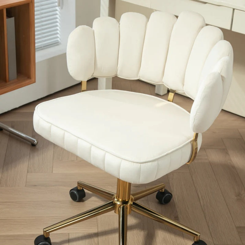 Modern Velvet Home Office Desk Chair with Wheels, Swivel, Height Adjustable, Beige-海智集-Default-