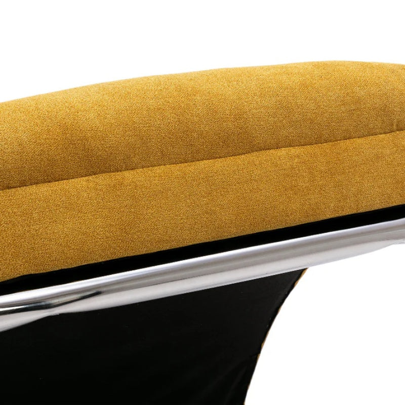Ergonomic Linen Massage Chaise Lounge with Remote Control, Mustard Color, 5 Modes for Office, Living Room, Bedroom-海智集-Default-