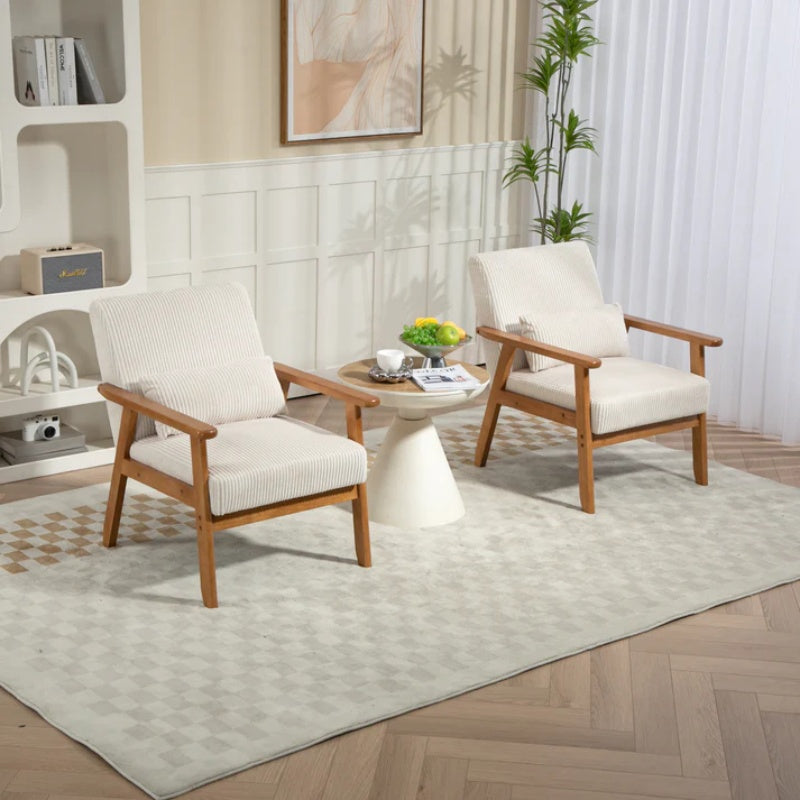 Leisure Chair with Solid Wood Armrest and Feet, Leisure chair, wood frame, velvet, solid rubber wood legs, Mid-Century Modern Accent chair, for Living Room Bedroom Studio chair,Two packs-海智集-Default-