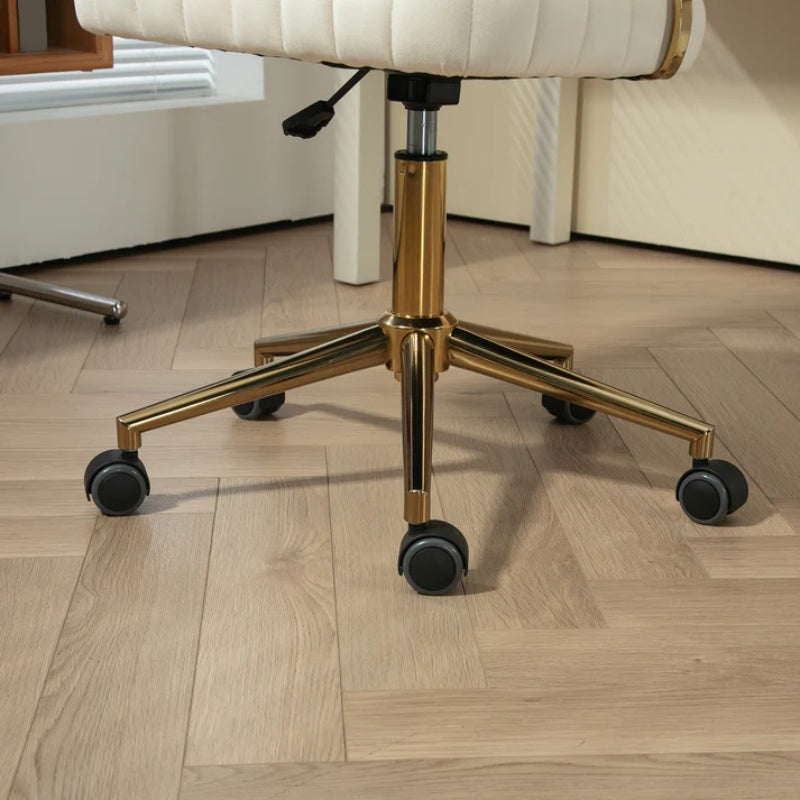 Modern Velvet Home Office Desk Chair with Wheels, Swivel, Height Adjustable, Beige-海智集-Default-