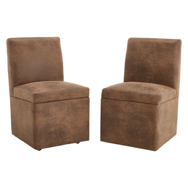 COOLMORE 360 Degree Swivel Upholstered Dining Chairs Set of 2 Swivel Dining Room Chairs Kitchen Chairs Casters & Storage Comfy Modern Rolling Chair for Living Room Fabric Armless Chair-海智集-Default-