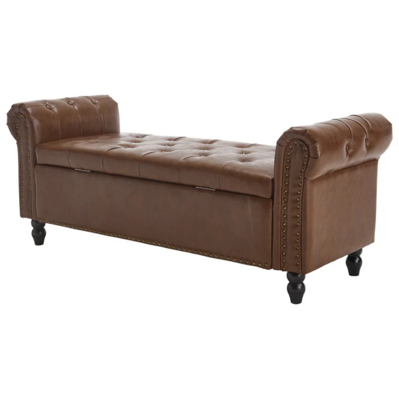 Coolmore Storage Ottoman 55.12 Inches Upholstered Fabric Storage Ottoman Bench,Button Tufted Ottoman with Storage for Living Room,Bedroom End of Bed Bench Withstands 275lbs-海智集-Default-