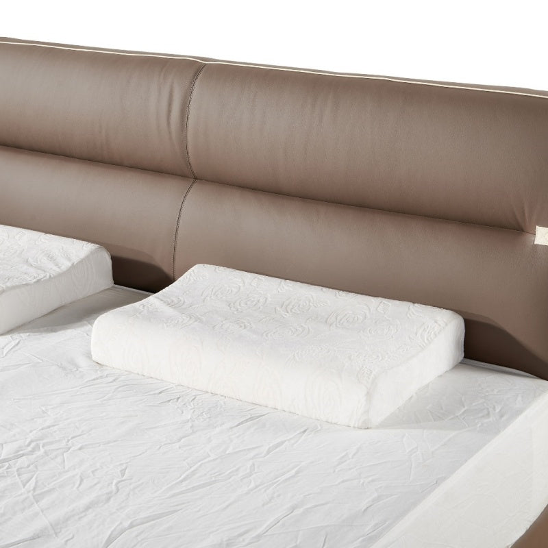 Jin Xuan Series Genuine Leather Bed, Modern and simple Italian light Luxury High-end solid Wood Soft Package XF-05 # (Including bed board but excluding bedside table)-海智集-