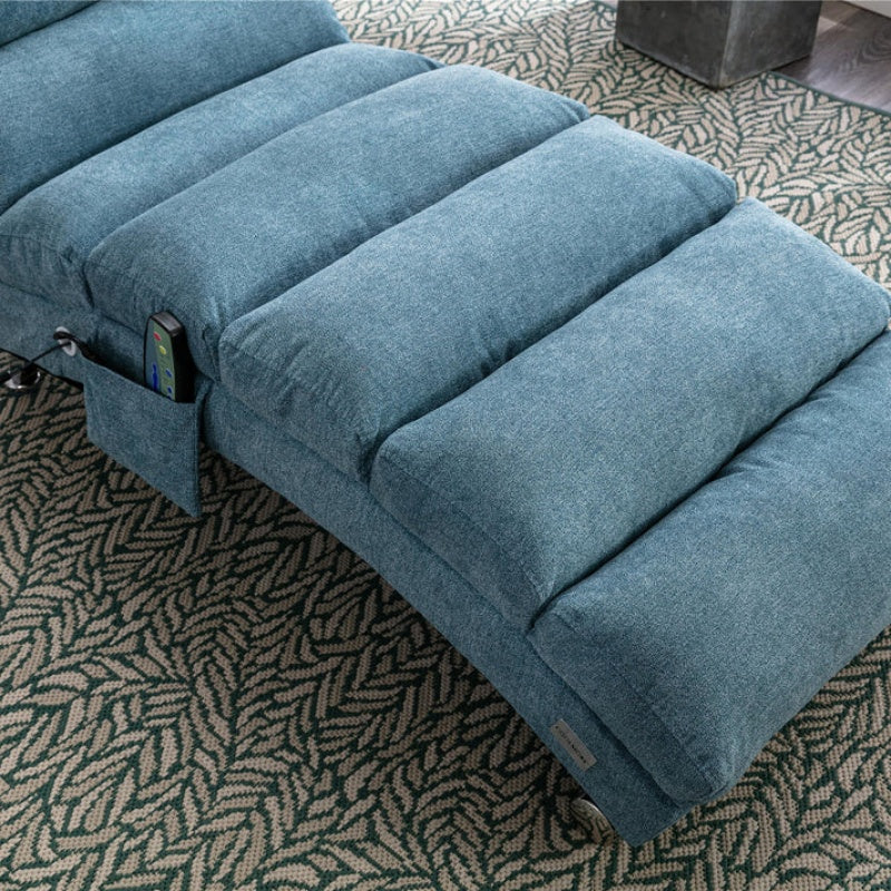 Ergonomic Linen Massage Chaise Lounge with Remote Control, 5 Modes, Blue, 21.65 x 58.27 x 34.25 inches-海智集-Default-