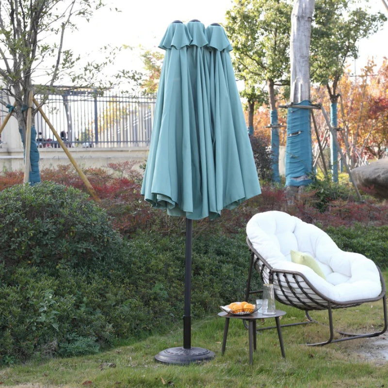 14.8 Ft Double Sided Outdoor Umbrella Rectangular Large with Crank ( Light green )(No Base)-海智集-Default-