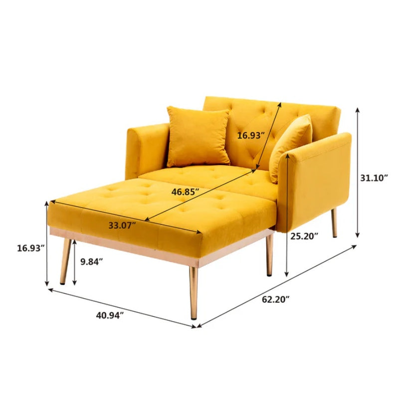 COOLMORE fashionable and classic style chaise lounge chair / accent chair for Living Room, bedroom (Mango Velvet)-海智集-Default-