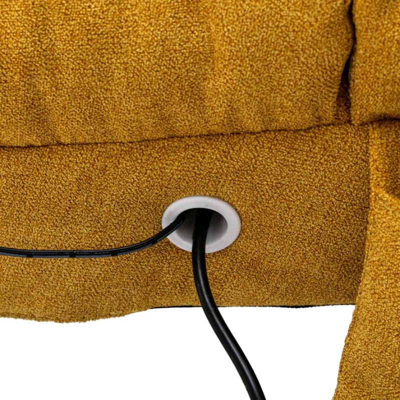 Ergonomic Linen Massage Chaise Lounge with Remote Control, Mustard Color, 5 Modes for Office, Living Room, Bedroom-海智集-Default-