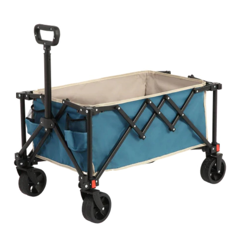 Folding Wagon Carts,Folding Wagon Cart with All Terrain Wheels,Heavy Duty Garden Carts with Adjustable Handle,Outdoor Utility Wagon for Camping Shopping Sports Fishing Blue-海智集-Default-
