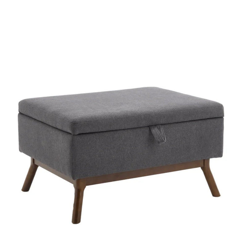 Mid-century modern square coffee table storage bench, assembled, suitable for living room, entryway and family room, used as a coffee table, stirrups, shoe bench-海智集-Default-