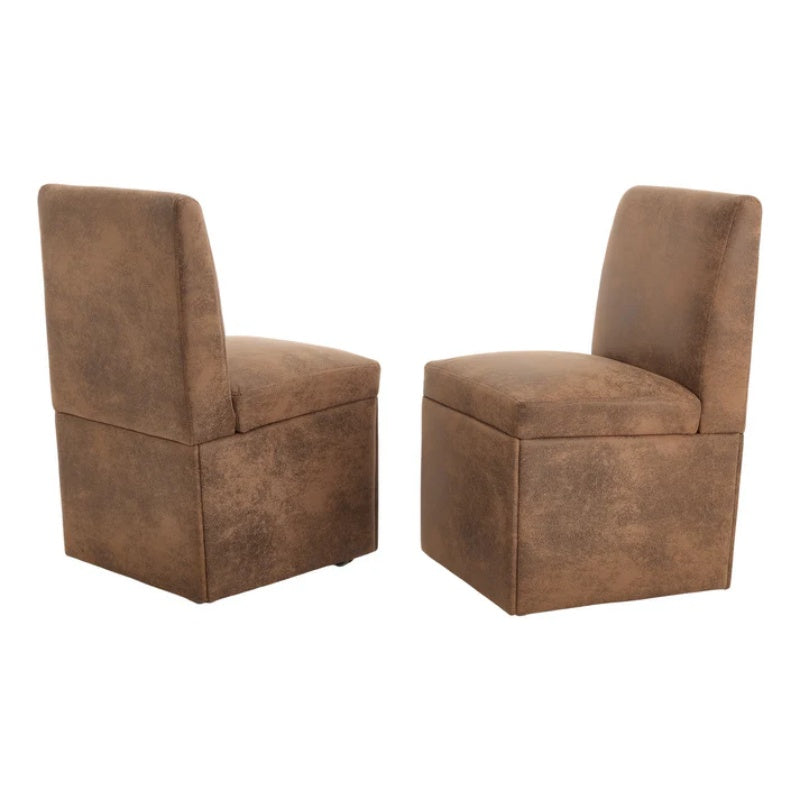 COOLMORE 360 Degree Swivel Upholstered Dining Chairs Set of 2 Swivel Dining Room Chairs Kitchen Chairs Casters & Storage Comfy Modern Rolling Chair for Living Room Fabric Armless Chair-海智集-Default-