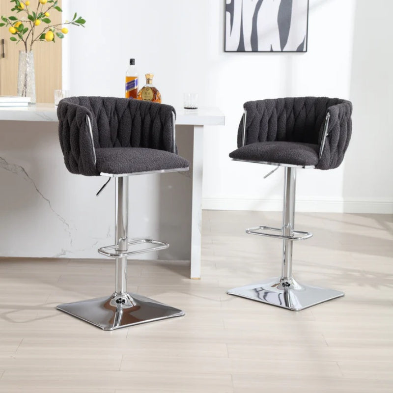 COOLMORE Vintage Bar Stools with Back and Footrest Counter Height Dining Chairs 2PC/SET-海智集-Default-