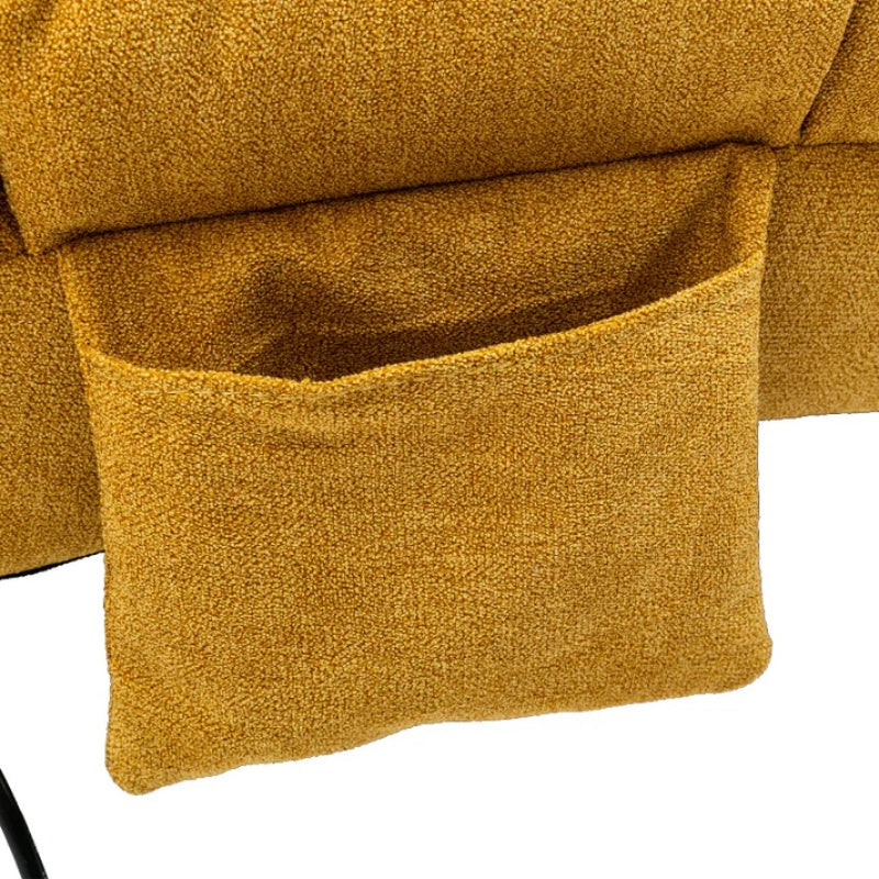 Ergonomic Linen Massage Chaise Lounge with Remote Control, Mustard Color, 5 Modes for Office, Living Room, Bedroom-海智集-Default-