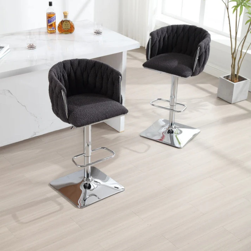 COOLMORE Vintage Bar Stools with Back and Footrest Counter Height Dining Chairs 2PC/SET-海智集-Default-