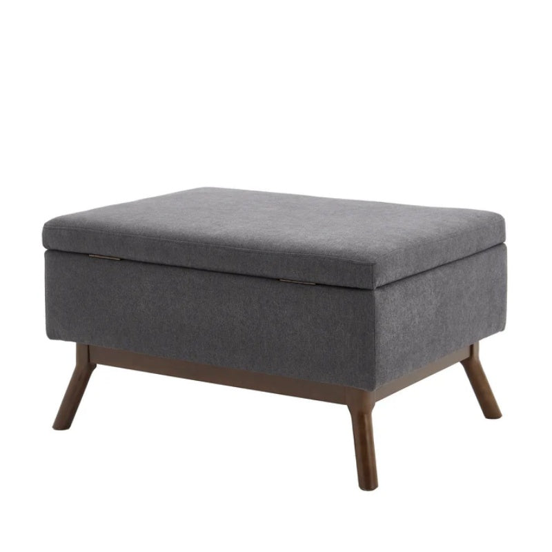 Mid-century modern square coffee table storage bench, assembled, suitable for living room, entryway and family room, used as a coffee table, stirrups, shoe bench-海智集-Default-