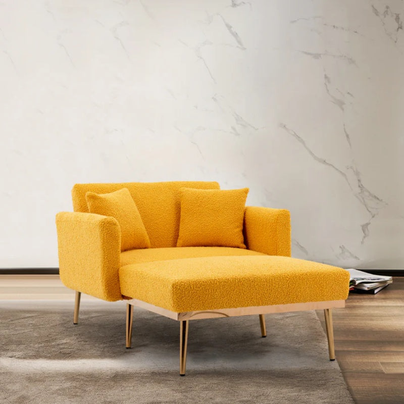 COOLMORE fashionable and classic style chaise lounge chair / accent chair for Living Room, bedroom (Mustard Teddy)-海智集-Default-