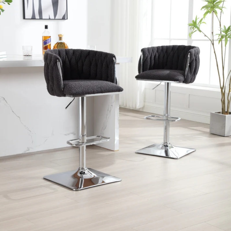 COOLMORE Vintage Bar Stools with Back and Footrest Counter Height Dining Chairs 2PC/SET-海智集-Default-