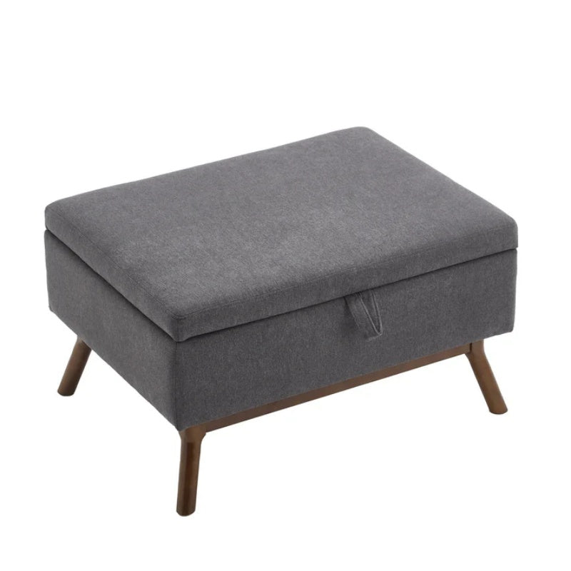 Mid-century modern square coffee table storage bench, assembled, suitable for living room, entryway and family room, used as a coffee table, stirrups, shoe bench-海智集-Default-