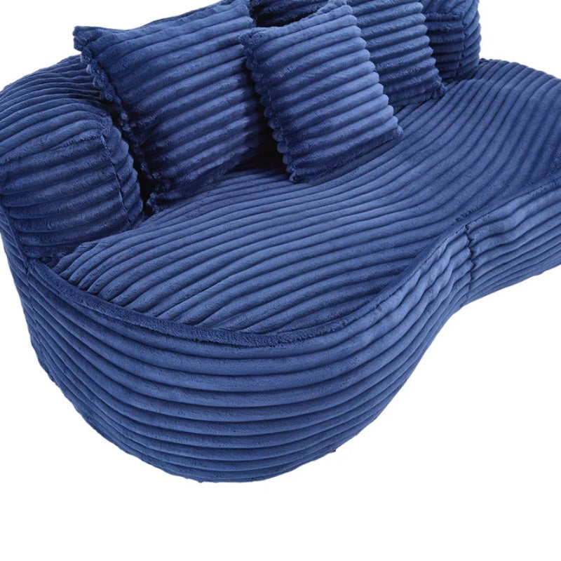 Bean Bag Sofa Lazy Sofa Durable Comfort Lounger High Back Chair for Adults and Kids, Indoor & Outdoor, Navy Corduroy-海智集-Default-