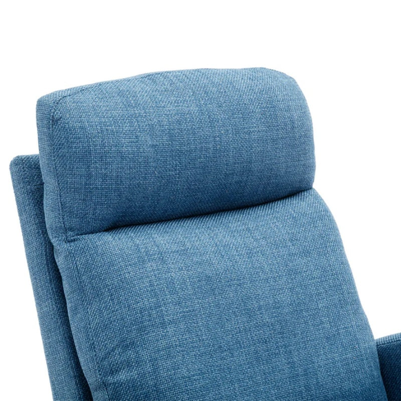 Rocking Chair, Modern Glider Chair, Recliner Armchair with Wood Legs and Side Pocket, Nursery Rocking Accent Chair with High Back for Living Room Bedroom (Blue linen)-海智集-Default-