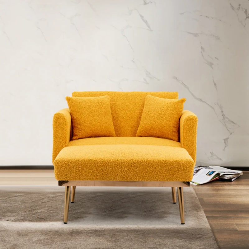 COOLMORE fashionable and classic style chaise lounge chair / accent chair for Living Room, bedroom (Mustard Teddy)-海智集-Default-