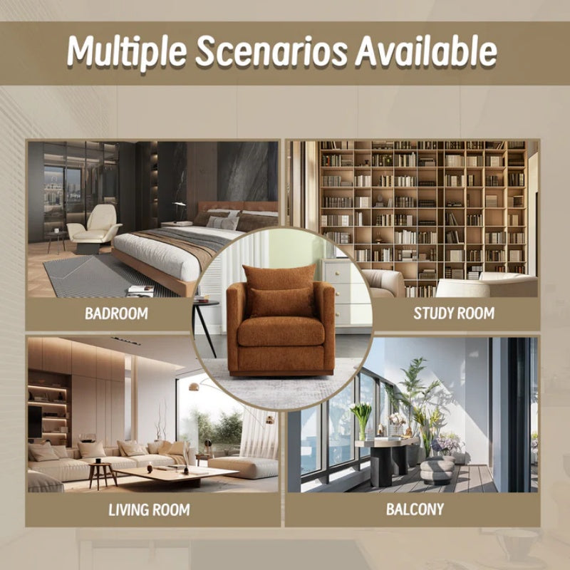 COOLMORE Swivel Barrel Chair, Comfy Round Accent Sofa Chair for Living Room, 360 Degree Swivel Barrel Club Chair, Leisure Arm Chair for Nursery, Hotel, Bedroom, Office, Lounge (Brown Chenille)-海智集-Default-