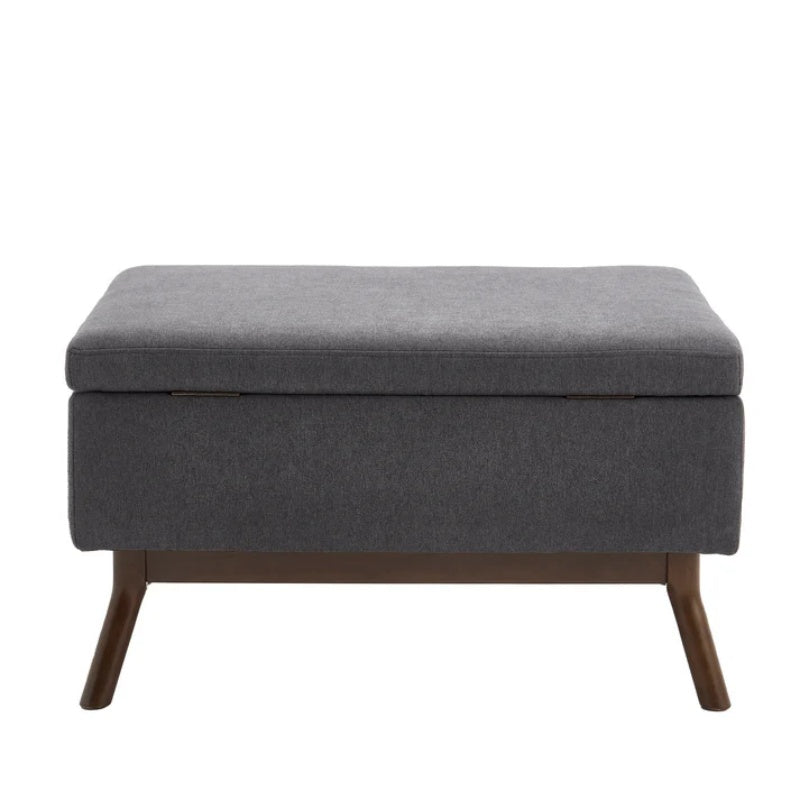 Mid-century modern square coffee table storage bench, assembled, suitable for living room, entryway and family room, used as a coffee table, stirrups, shoe bench-海智集-Default-