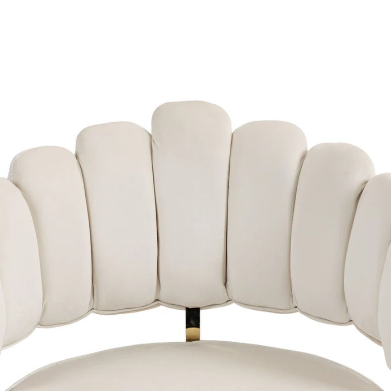 Modern Velvet Home Office Desk Chair with Wheels, Swivel, Height Adjustable, Beige-海智集-Default-