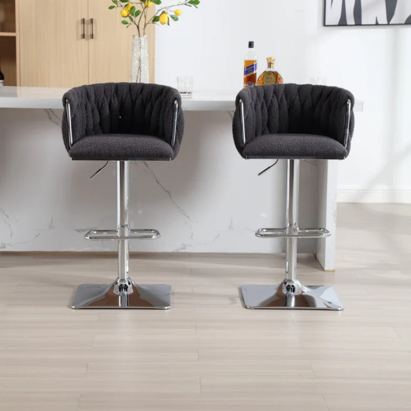COOLMORE Vintage Bar Stools with Back and Footrest Counter Height Dining Chairs 2PC/SET-海智集-Default-