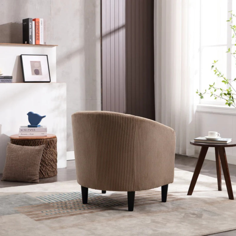 COOLMORE Living Room Accent Barrel Chair, Century Modern Style Decorative Chair, Armchair for Living Room with Thick Cushions and Pillows, Comfy Single Sofa Chair, Chair with Wooden Legs,Camel-海智集-Default-