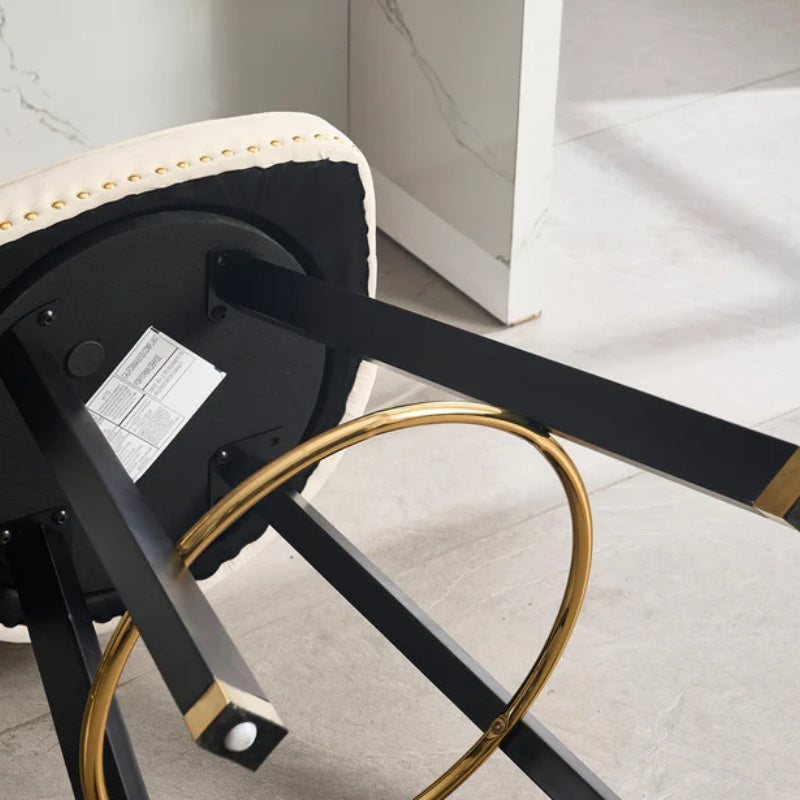COOLMORE Set of 2,Back pull point design, velvet material, 360 degree rotation, back pull loop detachable design, rivet decoration, square foot wooden bar chair-海智集-Default-