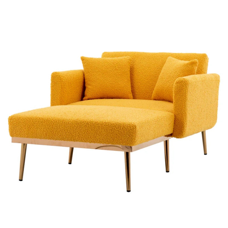 COOLMORE fashionable and classic style chaise lounge chair / accent chair for Living Room, bedroom (Mustard Teddy)-海智集-Default-