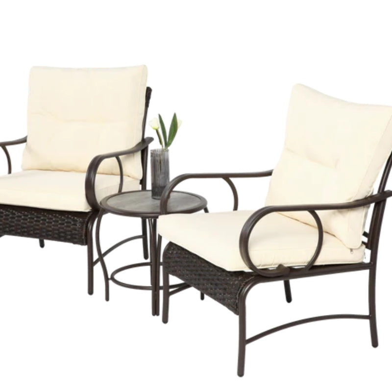 3 Pieces Patio Set Outdoor Wicker Furniture Sets Modern Rattan Chair Conversation Sets with Coffee Table-海智集-Default-