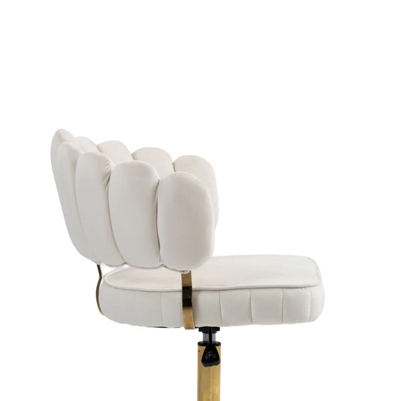 Modern Velvet Home Office Desk Chair with Wheels, Swivel, Height Adjustable, Beige-海智集-Default-
