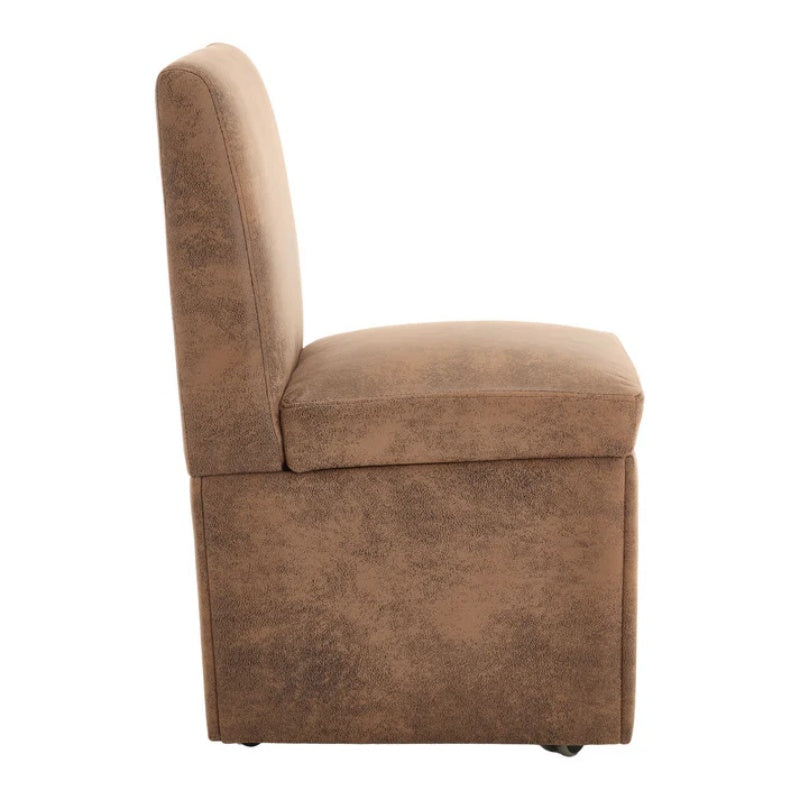 COOLMORE 360 Degree Swivel Upholstered Dining Chairs Set of 2 Swivel Dining Room Chairs Kitchen Chairs Casters & Storage Comfy Modern Rolling Chair for Living Room Fabric Armless Chair-海智集-Default-