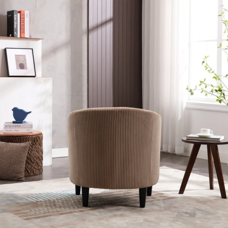 COOLMORE Living Room Accent Barrel Chair, Century Modern Style Decorative Chair, Armchair for Living Room with Thick Cushions and Pillows, Comfy Single Sofa Chair, Chair with Wooden Legs,Camel-海智集-Default-